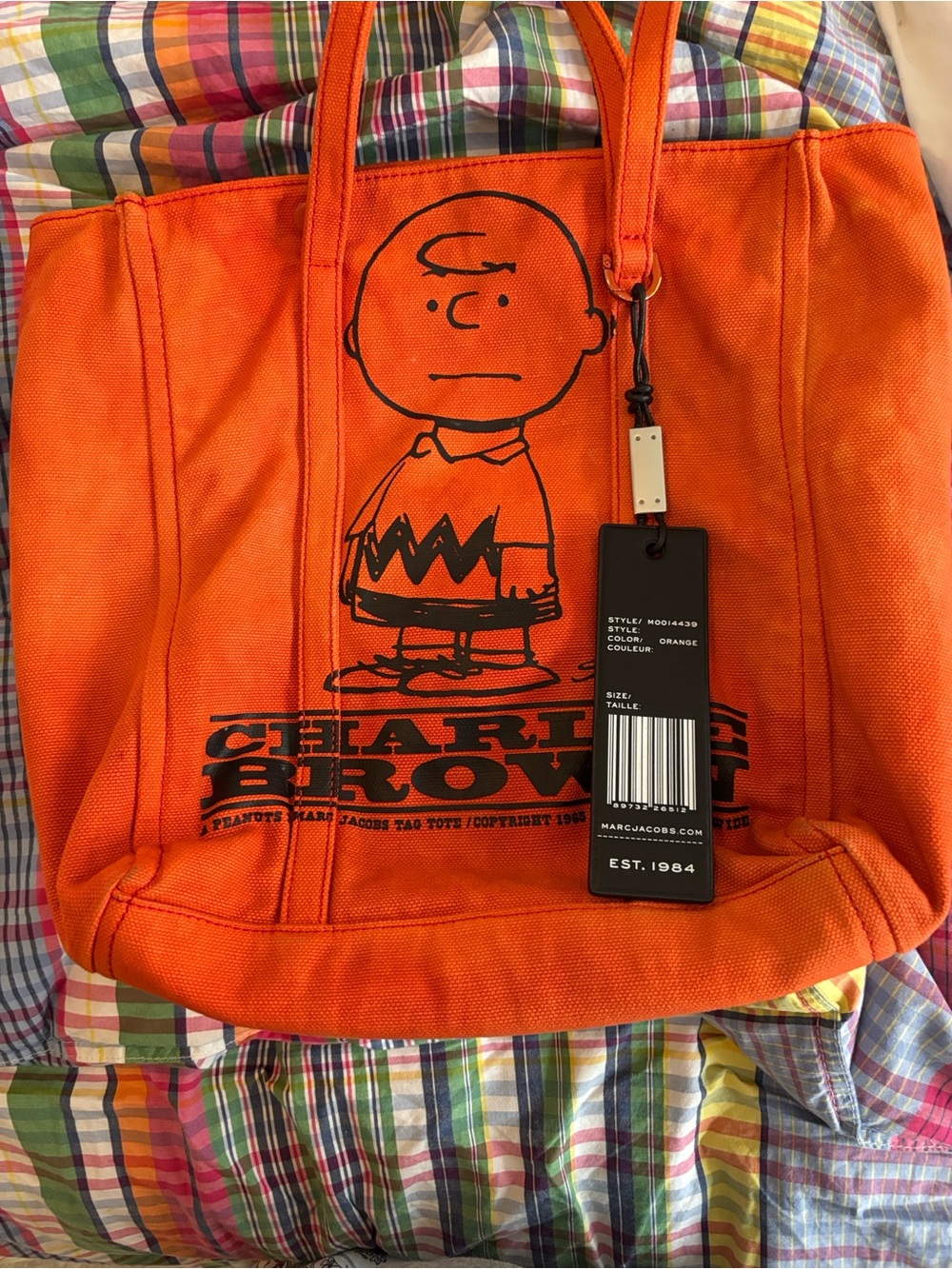 Marc Jacobs Orange Canvas Charlie Brown Tote - Picture 1 of 6
